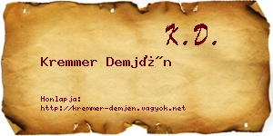 Kremmer Demjén névjegykártya